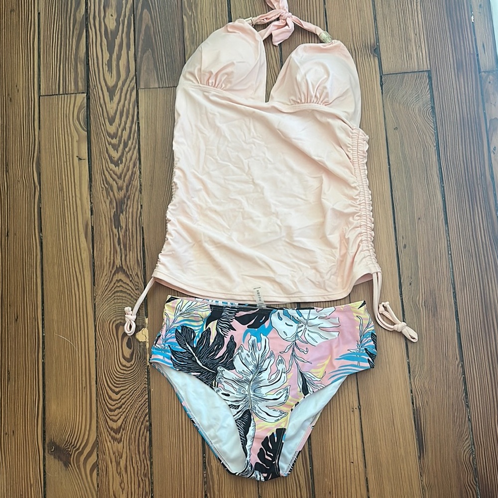 Ladies, tankini top and bikini bottoms